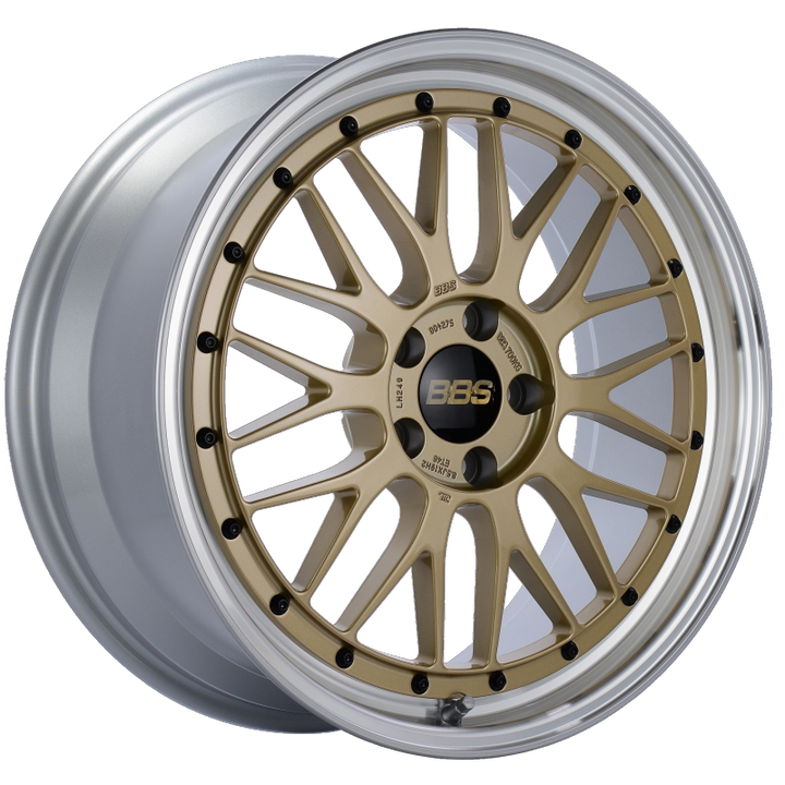 BBS LM 19x8.5 5x112 ET48 Gold Center Diamond Cut Lip Wheel -82mm PFS/Clip Required