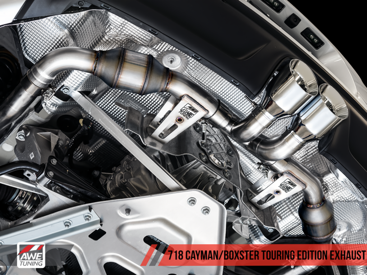 AWE Tuning Porsche 718 Boxster / Cayman Touring Edition Exhaust - Diamond Black Tips