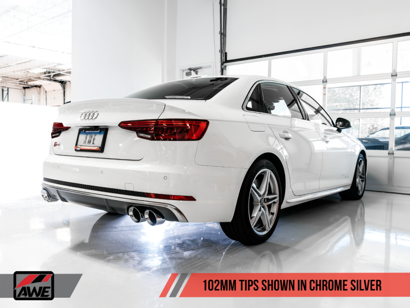 AWE Tuning Audi B9 S4 Touring Edition Exhaust - Non-Resonated (Silver 102mm Tips)