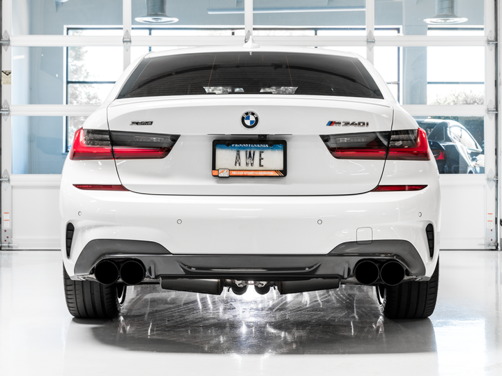 AWE Tuning 2019+ BMW M340i (G20) Non-Resonated Touring Edition Exhaust - Quad Diamond Black Tips