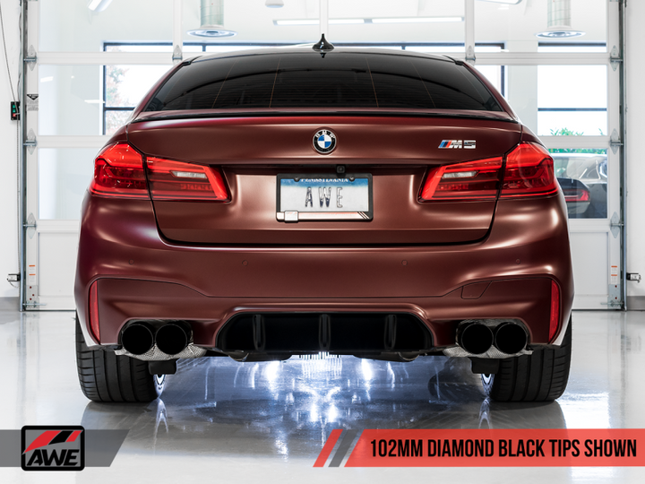 AWE Tuning 18-19 BMW M5 (F90) 4.4T AWD Cat-back Exhaust - Track Edition (Diamond Black Tips)