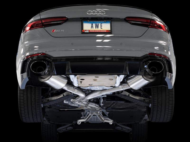 AWE Tuning Audi B9 RS 5 Sportback Touring Edition Exhaust-Resonated- Diamond Black RS Style Tips