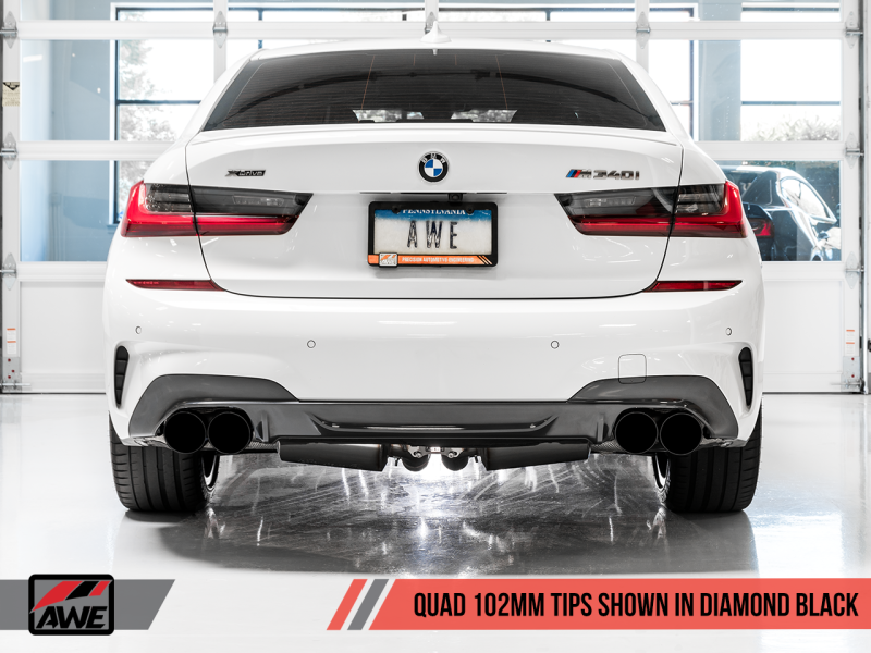 AWE Tuning 2019+ BMW M340i (G20) Track Edition Exhaust - Quad Diamond Black Tips