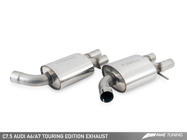 AWE Tuning Audi C7.5 A7 3.0T Touring Edition Exhaust - Quad Outlet Chrome Silver Tips