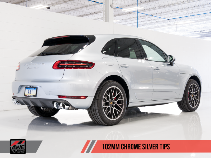 AWE Tuning Porsche Macan Track Edition Exhaust System - Chrome Silver 102mm Tips