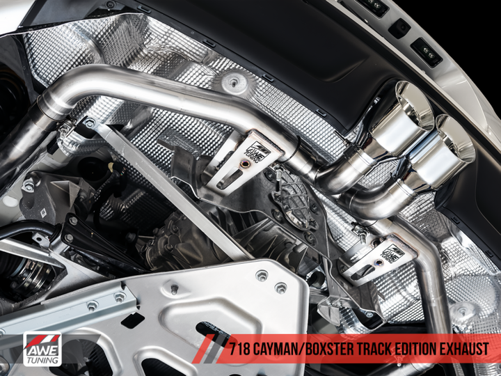 AWE Tuning Porsche 718 Boxster / Cayman Track Edition Exhaust - Chrome Silver Tips