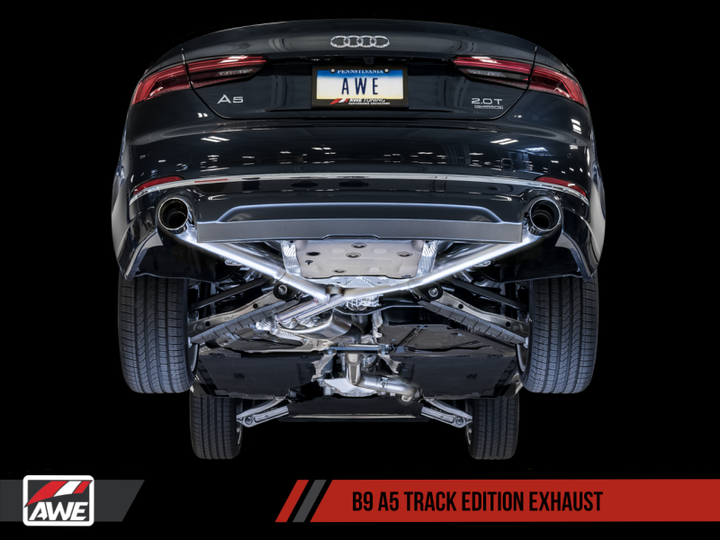 AWE Tuning Audi B9 A5 Track Edition Exhaust Dual Outlet - Chrome Silver Tips (Includes DP)