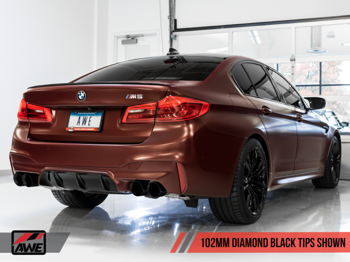 AWE Tuning 18-19 BMW M5 (F90) 4.4T AWD SwitchPath Axle-back Exhaust - Diamond Black Tips