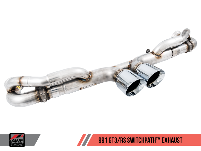 AWE Tuning Porsche 991 GT3 / RS SwitchPath Exhaust - Chrome Silver Tips