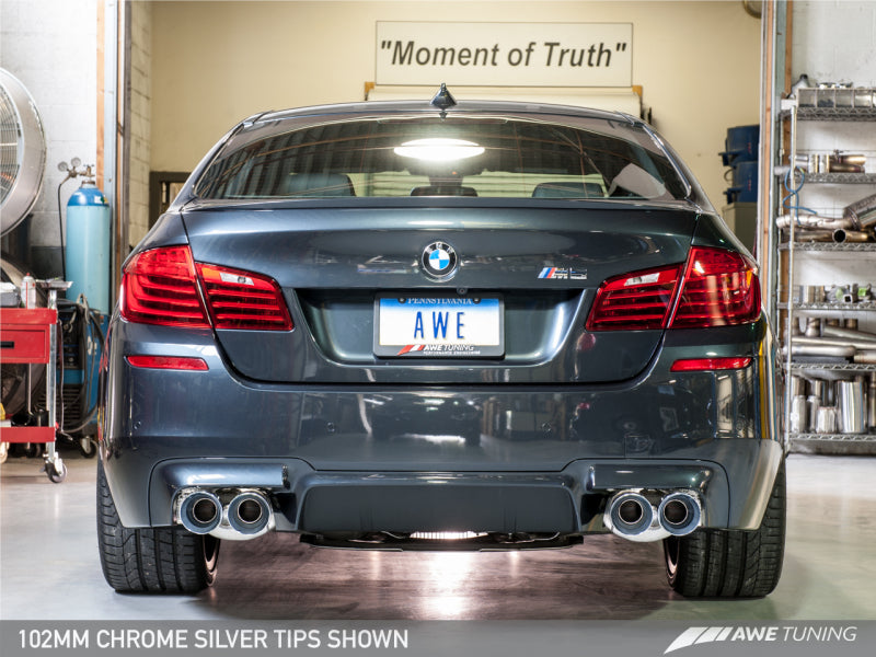 AWE Tuning BMW F10 M5 Touring Edition Axle-Back Exhaust Chrome Silver Tips